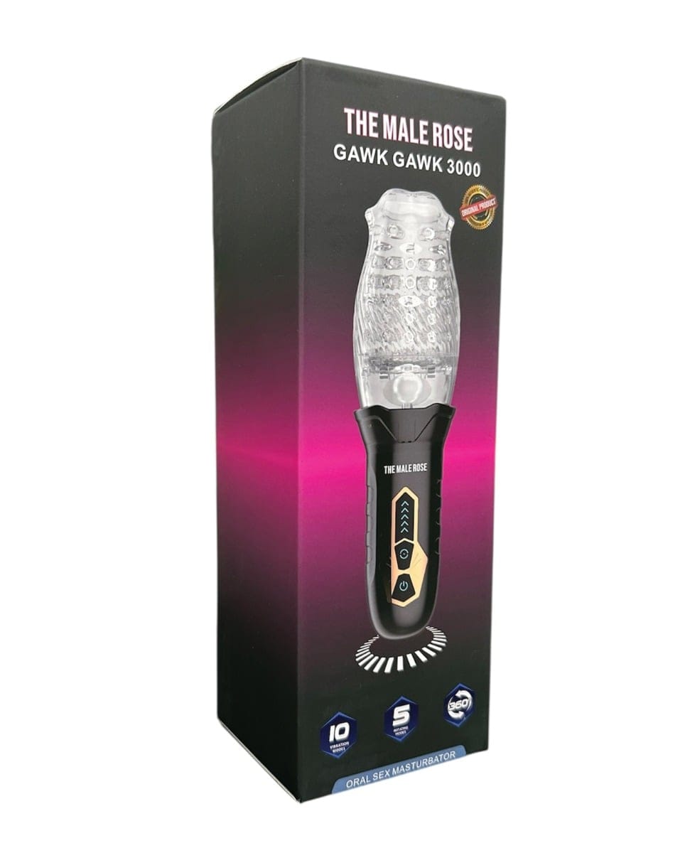 The Male Rose - Gawk Gawk 3000 Rotating Oral Masturbator (Black) TMR1001 CherryAffairs