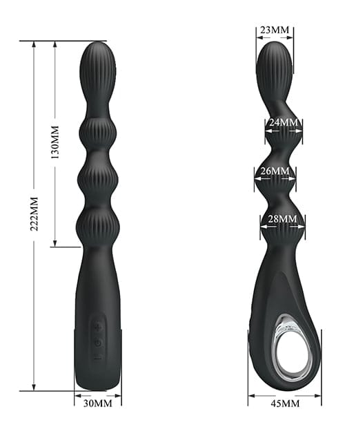 Pretty Love - Federer Rechargeable Beaded Anal Vibrator (Black) PL1158 CherryAffairs