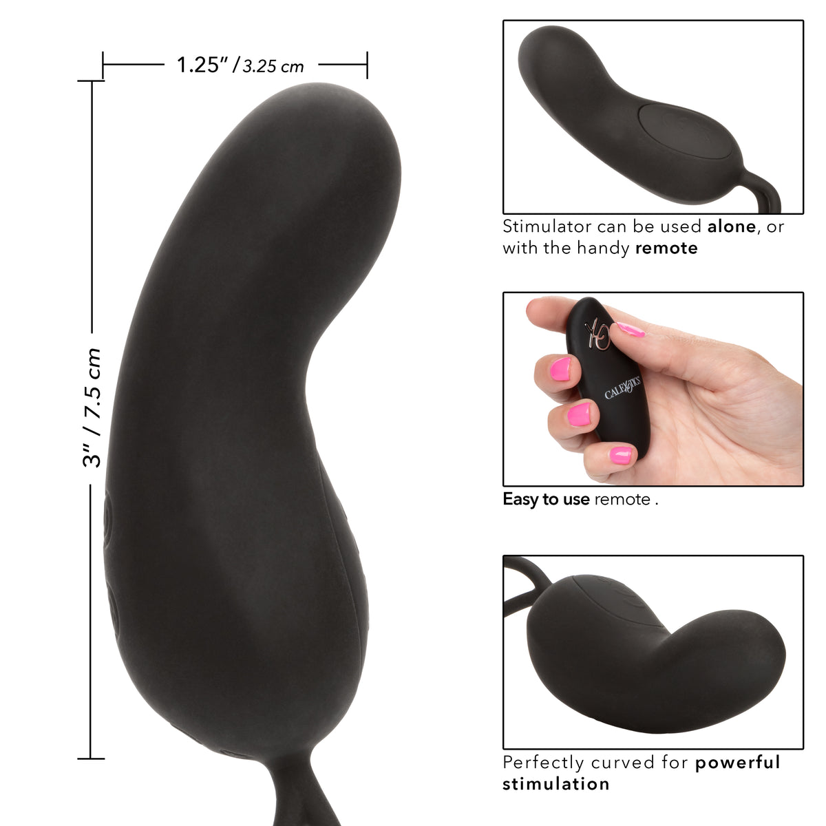 CalExotics - Remote-Control Rechargeable G-Spot Vibrator (Black) - Black