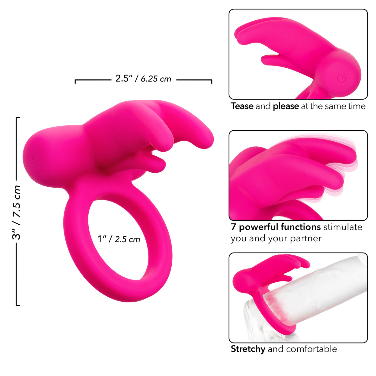 CalExotics - Triple Flicker Rechargeable Clitoral Vibrator (Pink) - Pink