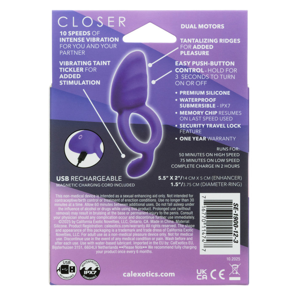 CalExotics - Closer Ring Passion 可充电震动鸡巴环(紫色)