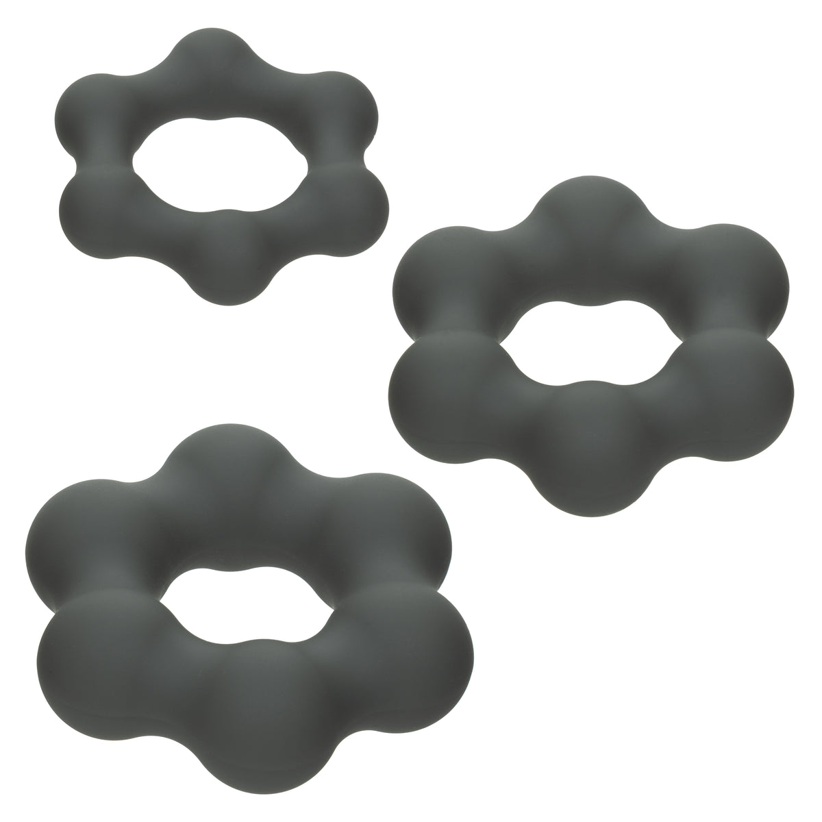 CalExotics - Alpha 3-Ring Endurance Cock Ring Set (Grey) - Grey