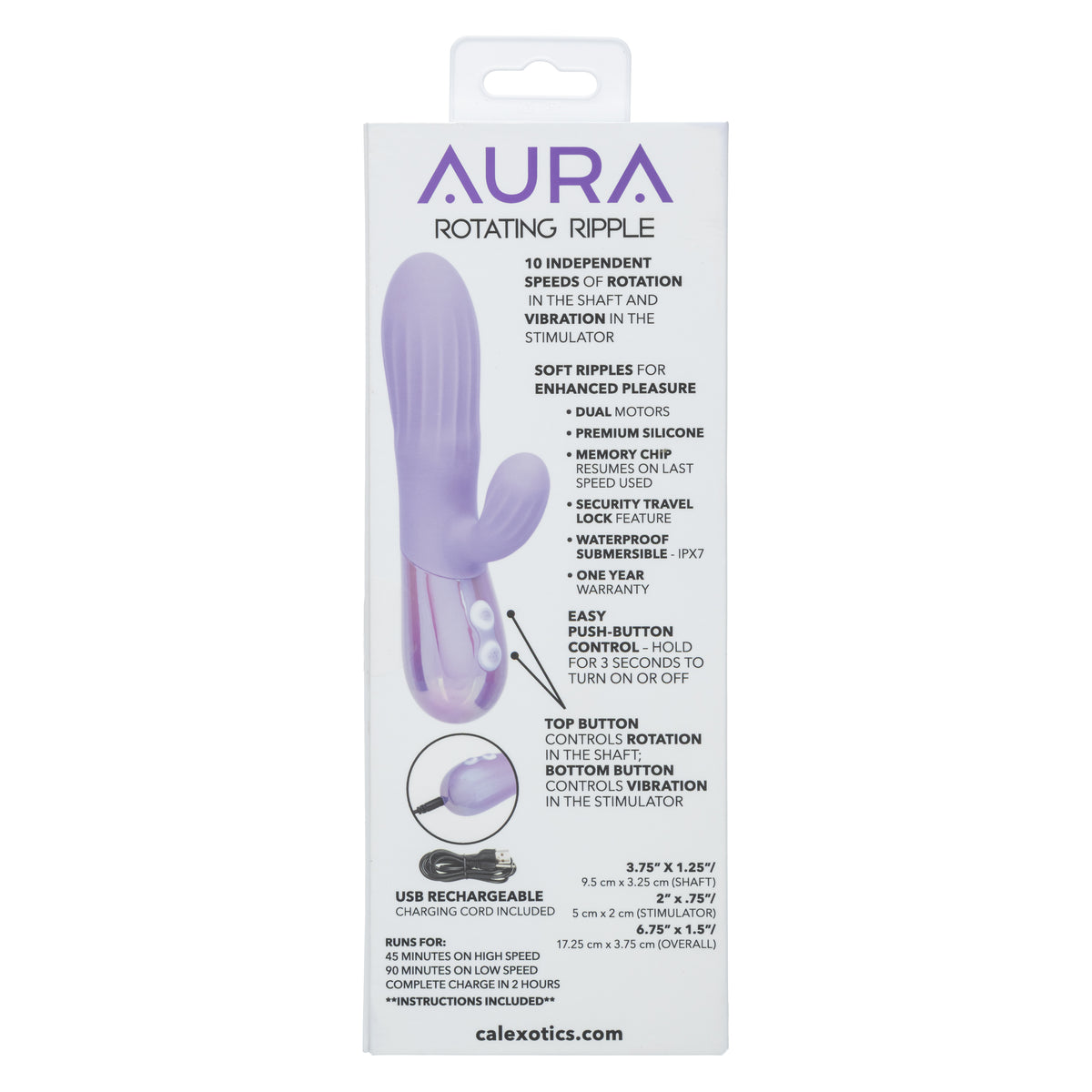 CalExotics - Aura Rotating G-Spot & Clitoral Vibrator (Purple) - Purple