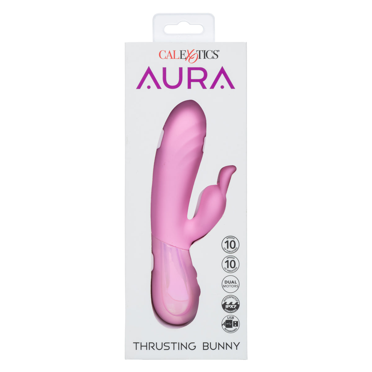 CalExotics - Aura Thrusting Bunny Dual-Action Vibrator (Pink) - Pink