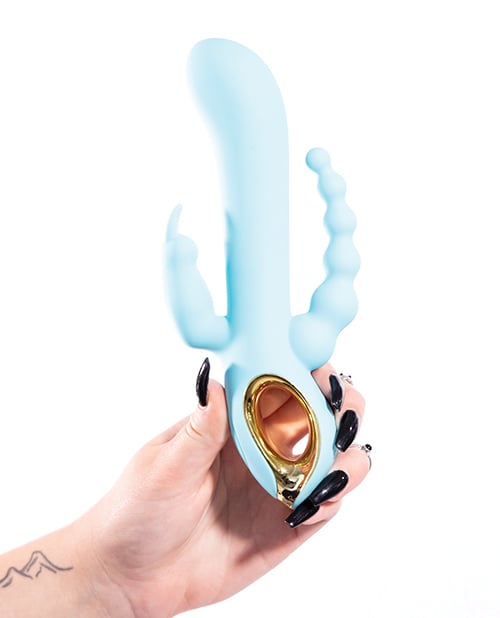Natalie's Toy Box - Mighty Magic 3-in-1 Rabbit & Anal Beads Vibrator (Blue) - Blue