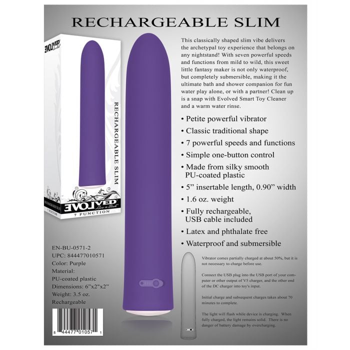 Evolved - Love Is Back Slim Rechargeable G-Spot Vibrator (Purple) - Purple
