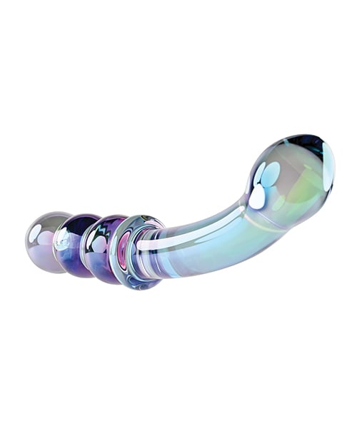 Gender X - Lustrous Galaxy Dual-Ended Glass Dildo & Wand Massager (Green) - Green