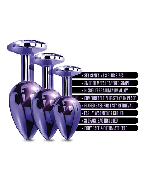 Nixie - Metal Jeweled Anal Plug Training Set (Metallic Purple) OT1317 CherryAffairs