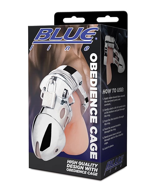 Blue Line - Obedience Metal Chastity Cage (Silver) – product image