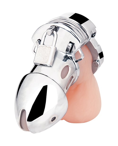 Blue Line - Obedience Metal Chastity Cage (Silver) – product view 2