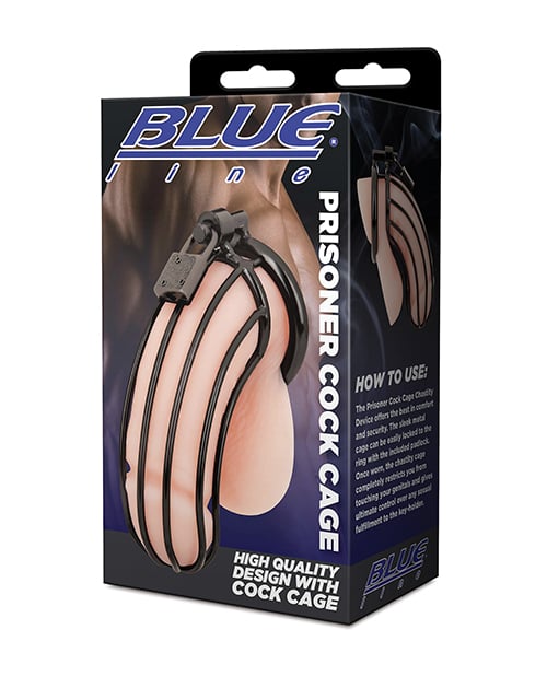 Blue Line - Prisoner Stainless Steel Chastity Cage (Black) – product image