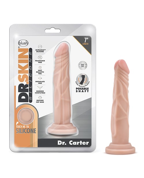 Blush Novelties - Dr Skin Silicone Dr Carter Posable Suction Dildo (Beige) – product image