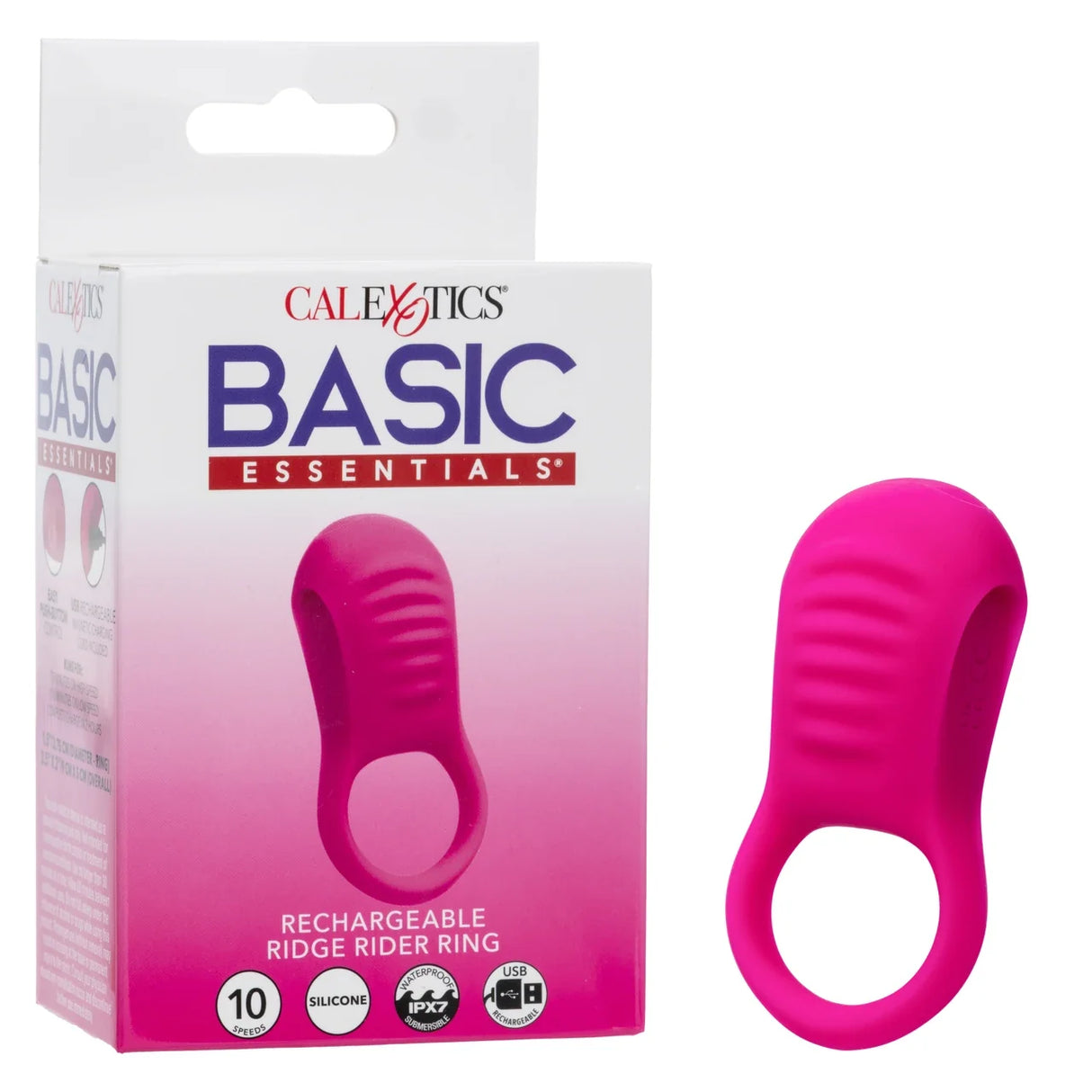 CalExotics - Basic Essentials Rechargeable Ridge Rider Cock Ring (Pink) – product image