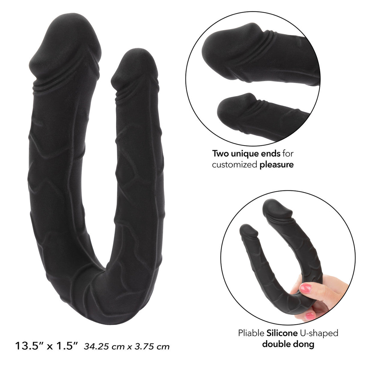 CalExotics - Boundless AC/DC Flexible Double Ended Silicone Dildo (Black) – product view 6