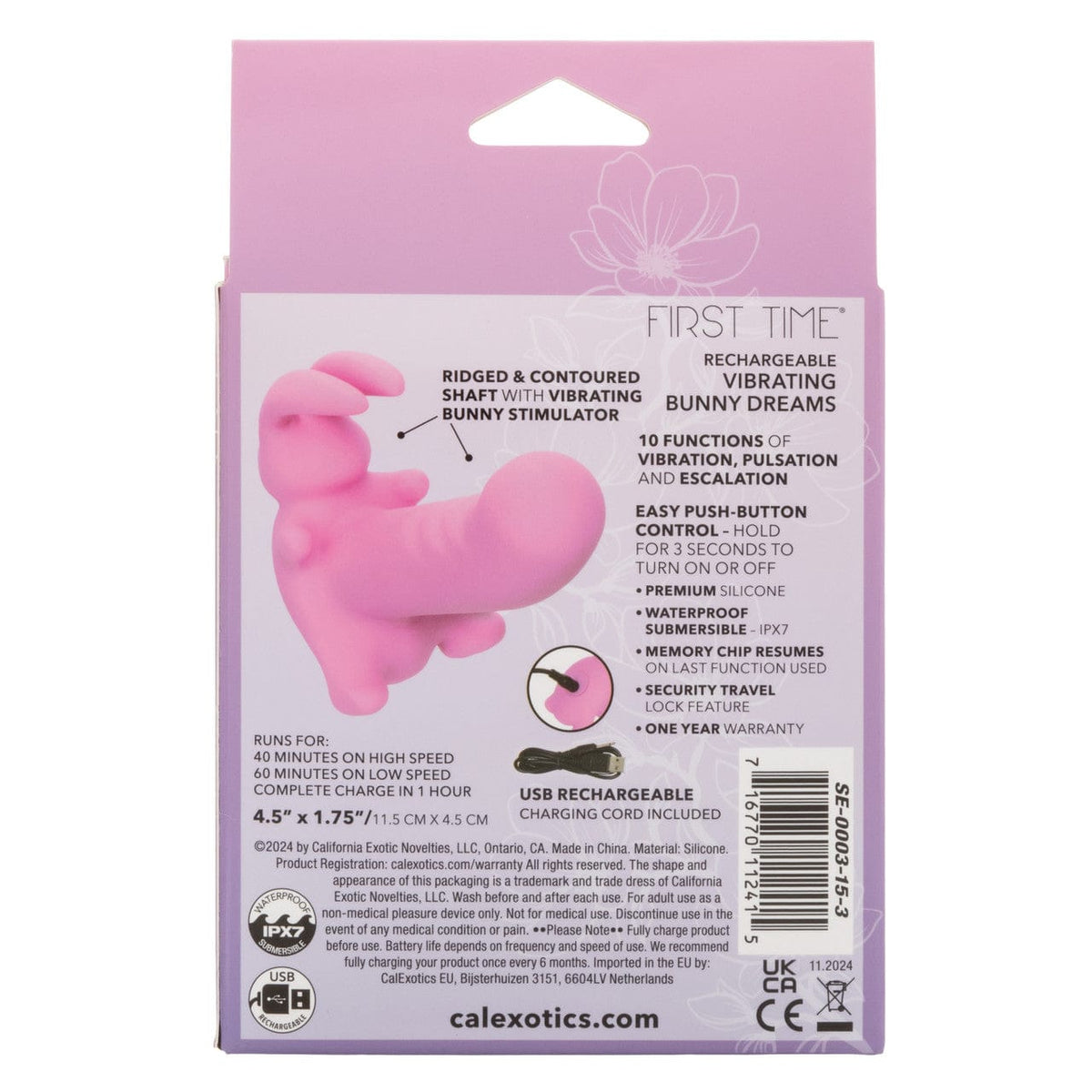 CalExotics - First Time Rechargeable Vibrating Bunny Dreams (Pink) CE2190 CherryAffairs