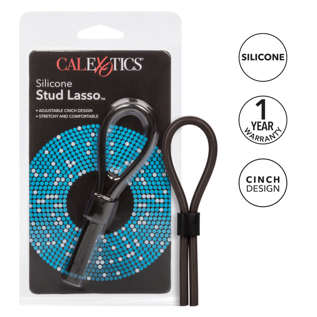 CalExotics - Silicone Stud Adjustable Lasso Cock Ring (Black) – product view 6