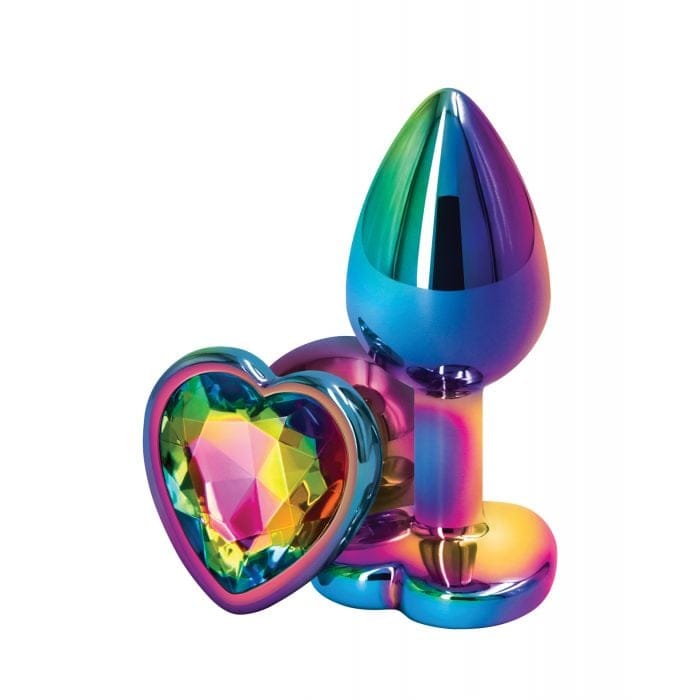 NS Novelties - Rear Assets Small Rainbow Heart Aluminium Anal Plug NS1175 CherryAffairs