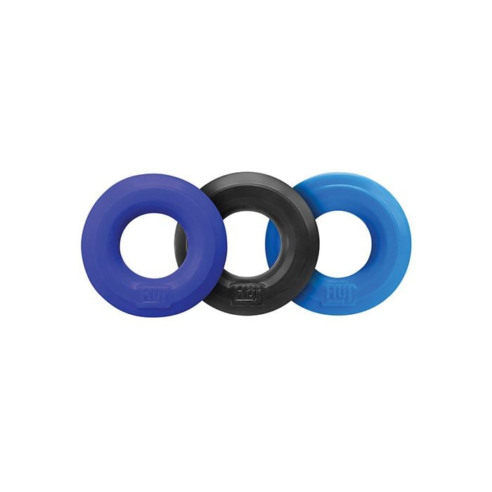 Hunky Junk - Cobalt Three Piece Stretch Cock Ring Set (Blue) – product view 2