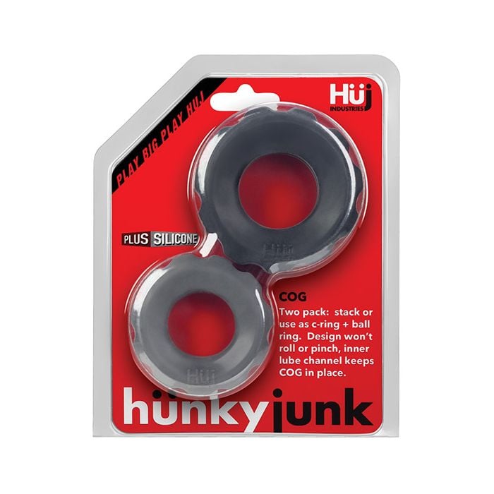 Hunky Junk - Cog Textured Cock Ring Set in Two Sizes – product view 4