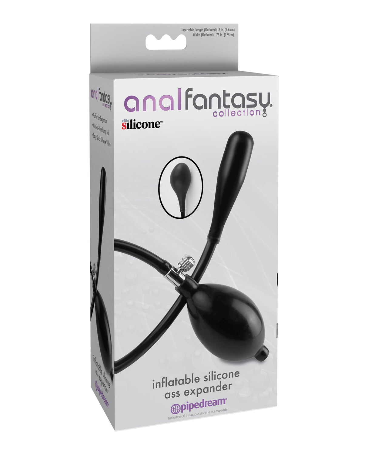 Pipedream - Anal Fantasy Inflatable Silicone Anal Plug with Hand Pump (Black) – product view 2