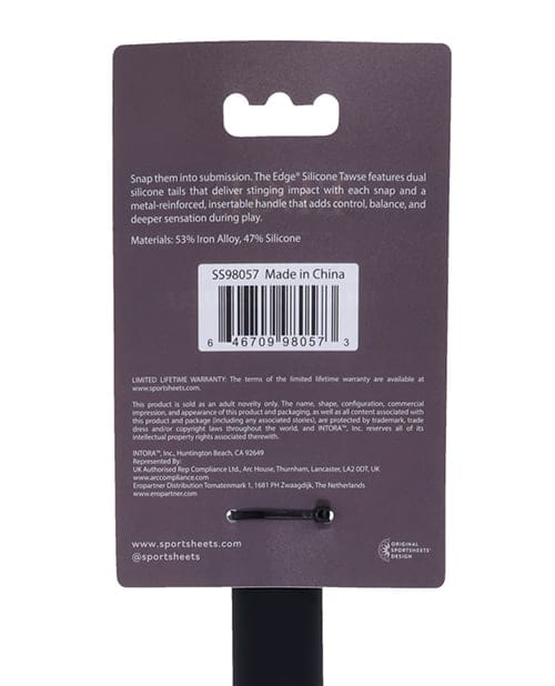 Sportsheets - Edge Silicone Tawse Double Tail Impact Paddle (Black) SS1083 CherryAffairs