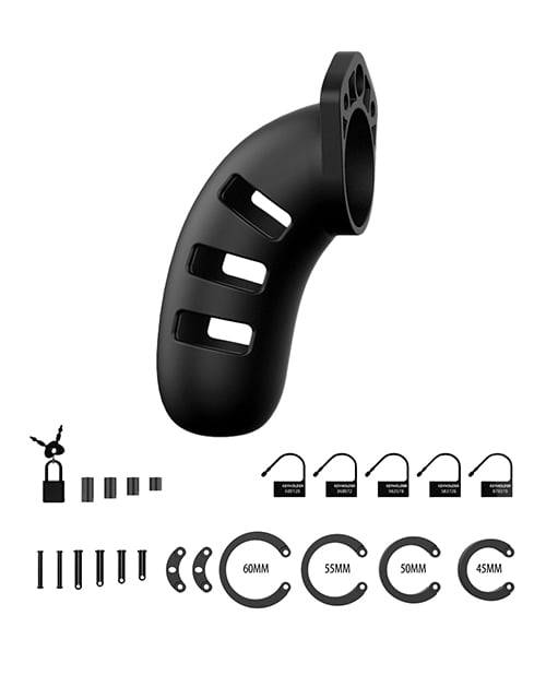 Shots - ManCage Model 21 Silicone Chastity Cage (Black) – product view 3