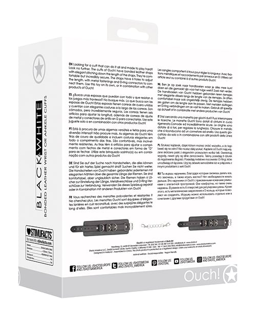 Shots - Ouch Bonded Leather Hand and Ankle Cuffs (Black) – product view 2