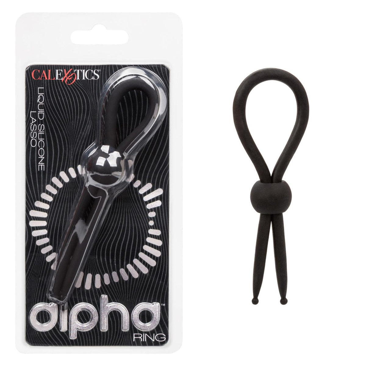 CalExotics - Alpha Liquid Silicone Adjustable Lasso Cock Ring (Black) CE2181 CherryAffairs