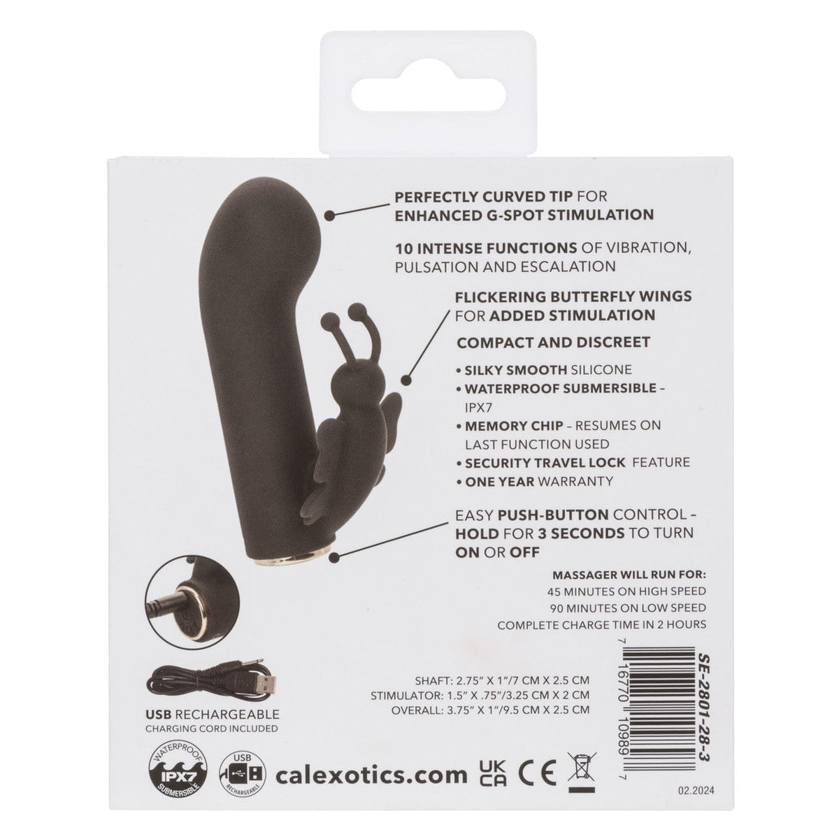 CalExotics - Raven Butterfly Rechargeable Mini Dual Vibrator (Black) CE2192 CherryAffairs