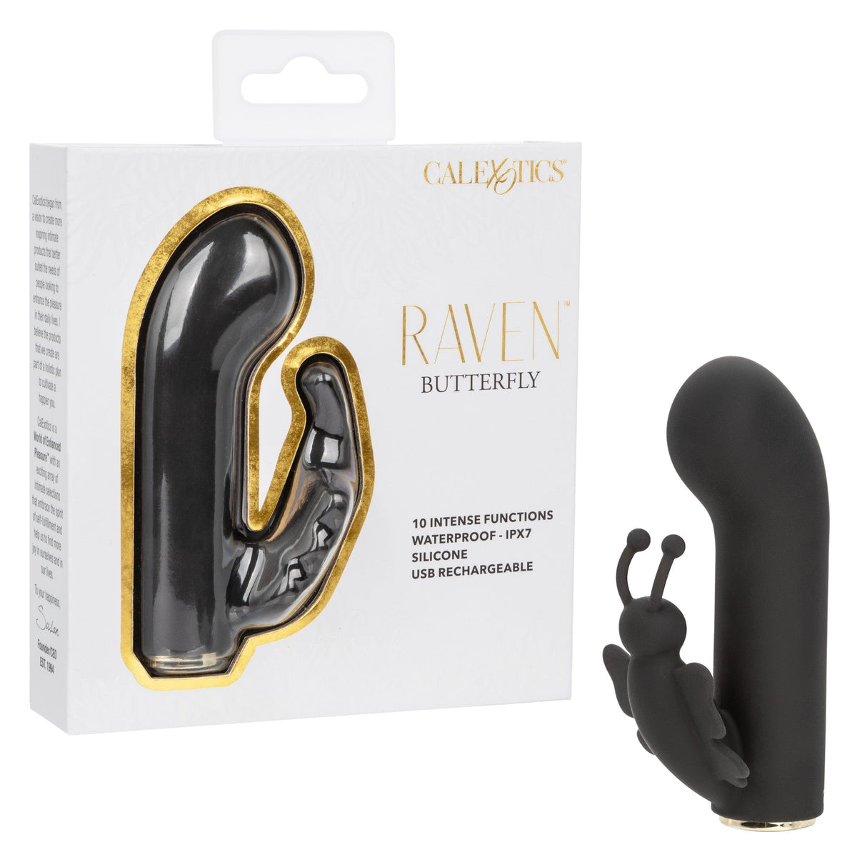 CalExotics - Raven Butterfly Rechargeable Mini Dual Vibrator (Black) CE2192 CherryAffairs