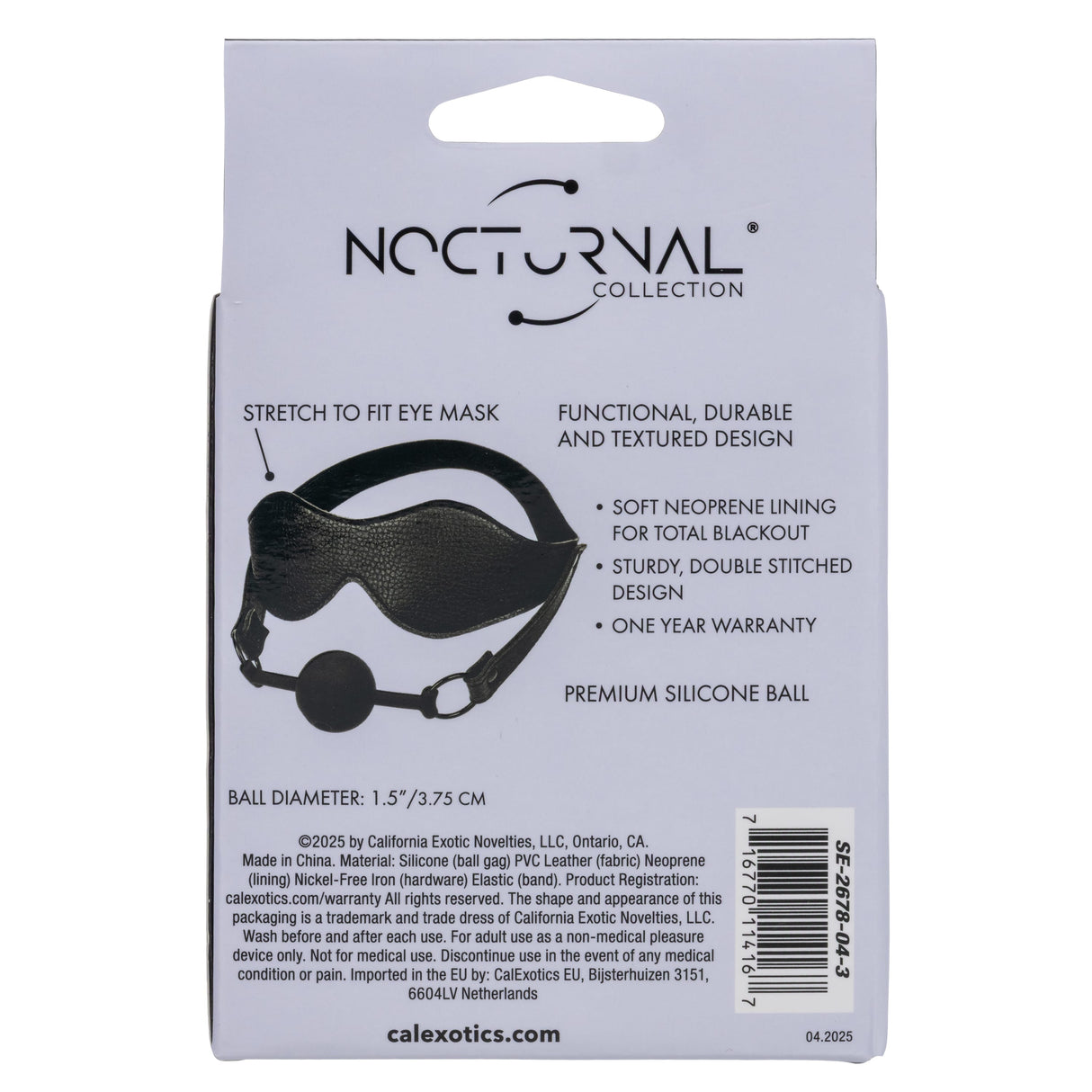 California Exotics - Nocturnal Collection Eye Mask and Breathable Ball Gag (Black) CE2136 CherryAffairs
