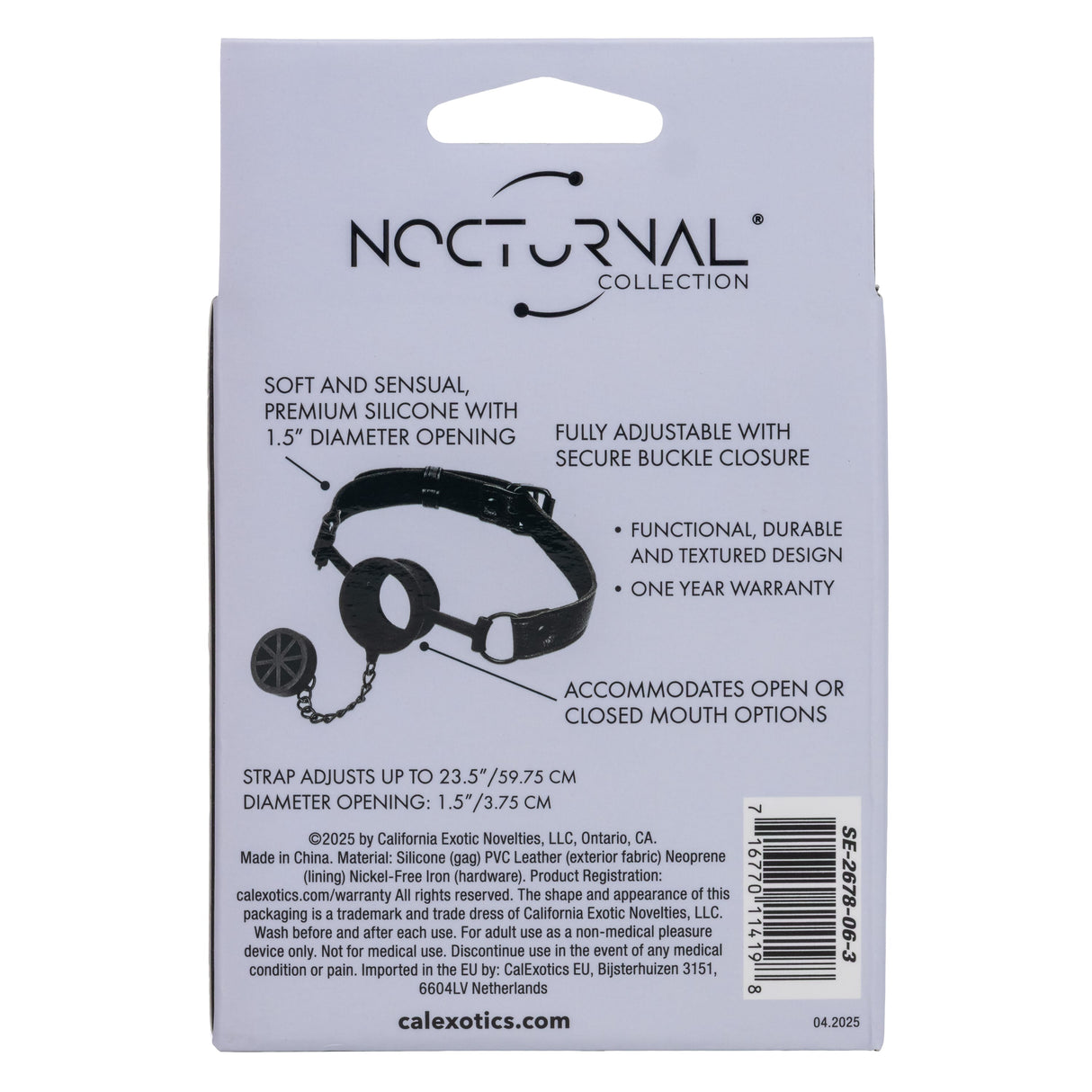 California Exotics - Nocturnal Collection Stopper Gag (Black) CE2137 CherryAffairs