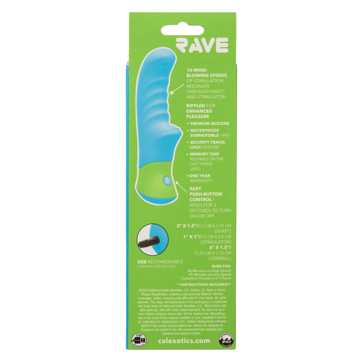 California Exotics - Rave Ridged G Spot Vibrator (Blue) CE2113 CherryAffairs