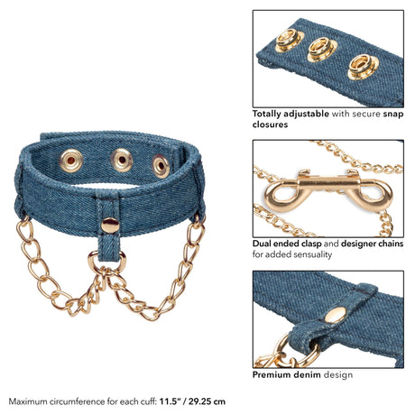 California Exotics - Ride 'em Premium Denim Collection Ankle Cuffs (Blue) CE2088 CherryAffairs