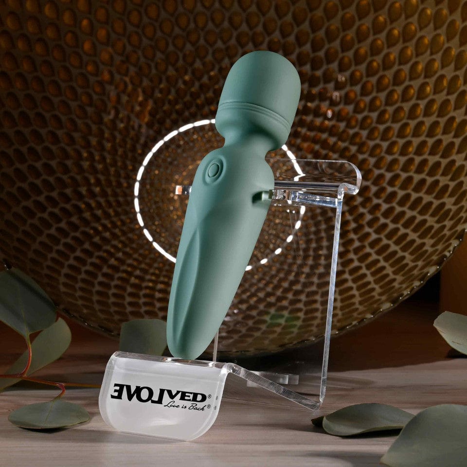 Evolved - Rumble Vibrating Mini Wand Massager (Green) EV1190 CherryAffairs