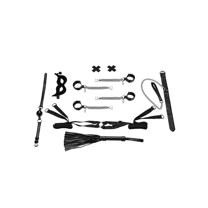 Lux Fetish - All Chained Up 6 Piece Bondage Accessory Set (Black) – product view 3