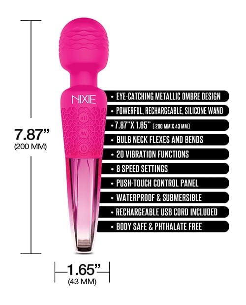 Global Novelties - Nixie Rechargeable Silicone Wand Vibrator (Pink) OT1312 CherryAffairs