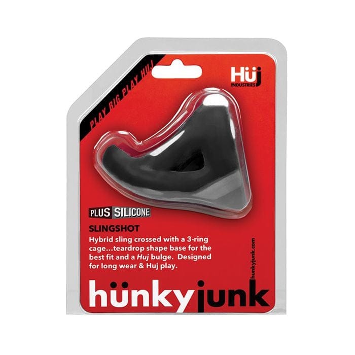 Hunky Junk - Slingshot Three Ring Teardrop Cock Sling (Black) OX1052 CherryAffairs