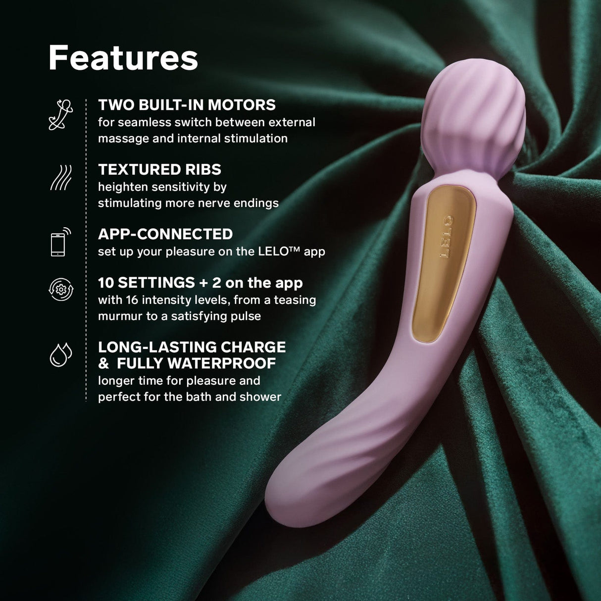 LELO - Switch App-Controlled Double Sided Wand Massager Vibrator CherryAffairs