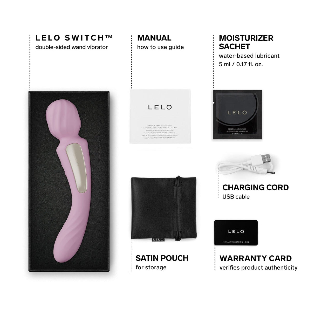 LELO - Switch App-Controlled Double Sided Wand Massager Vibrator CherryAffairs