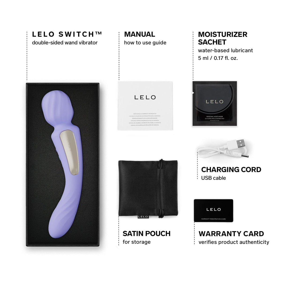 LELO - Switch App-Controlled Double Sided Wand Massager Vibrator CherryAffairs