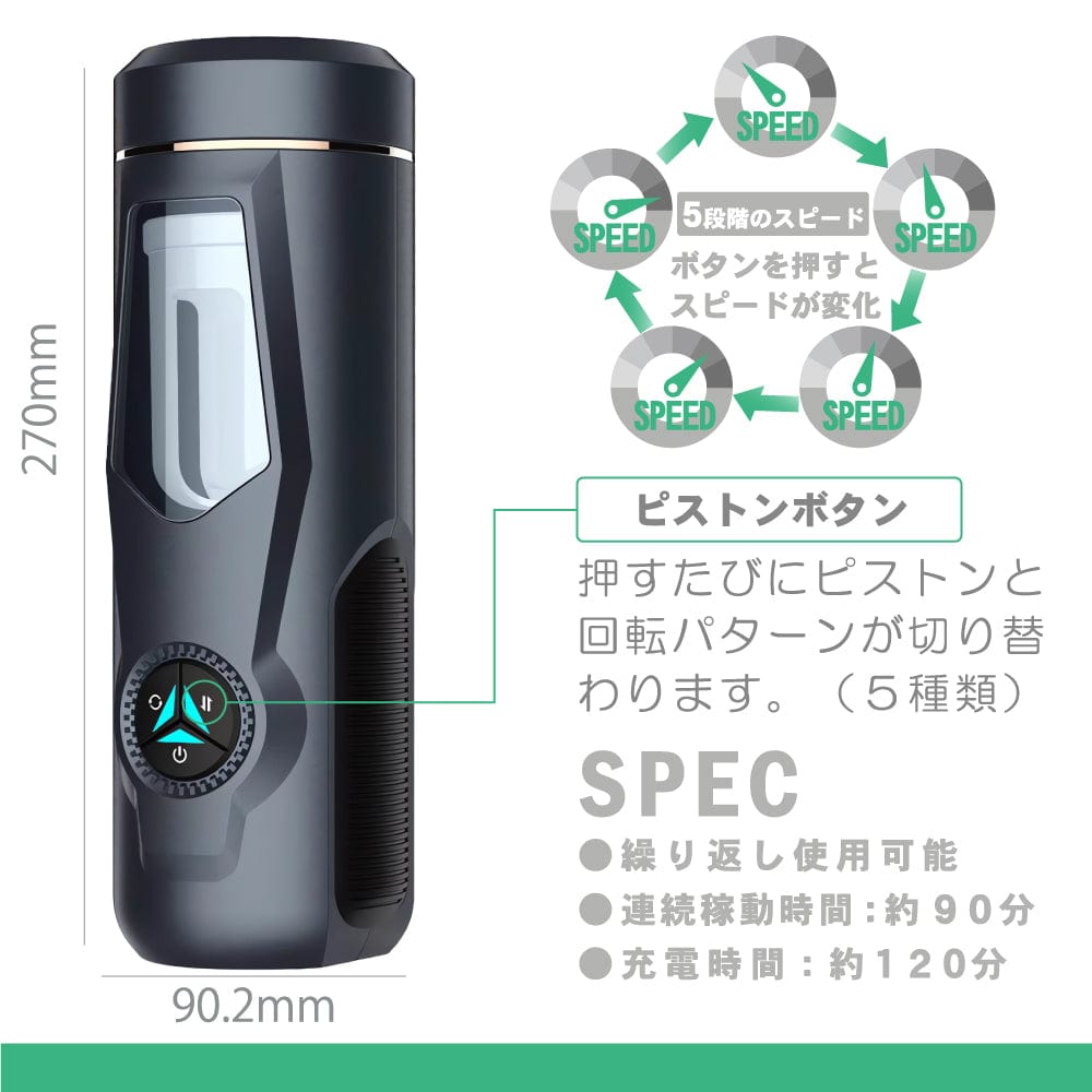 Motlab - RORA Rotate Operate Revel Action Automatic Stroker Masturbator (Black) Masturbator Soft Stroker (Vibration) Rechargeable