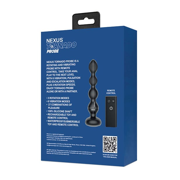 Nexus - Tornado Probe Remote Control Rotating Vibrating Anal Beads (Black) NE1079 CherryAffairs