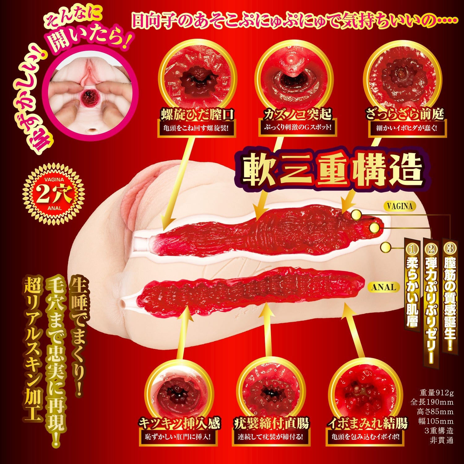 NPG - Honorable Masterpiece 2 Hinako Mori Meiki Onahole (Beige) NPG1298 CherryAffairs