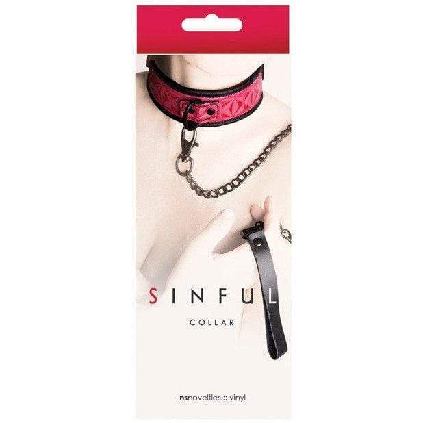 NS Novelties - Sinful Collar with Leash Pink 657447091667 Leash