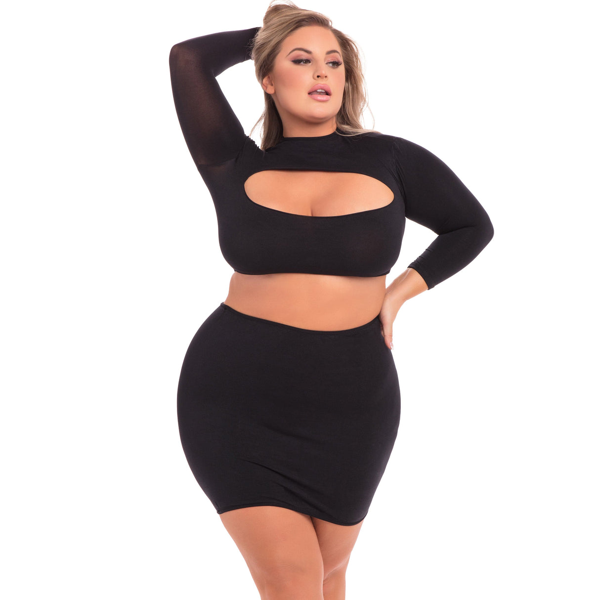 Pink Lipstick - Stop and Stare 2Pc Skirt Costume Set CherryAffairs