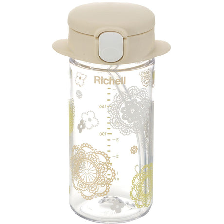 Richell - Aqulea Slim Sippy Straw Clear Tritan Baby Water Bottle Mug  Beige 4945680201995 Baby Water Bottle