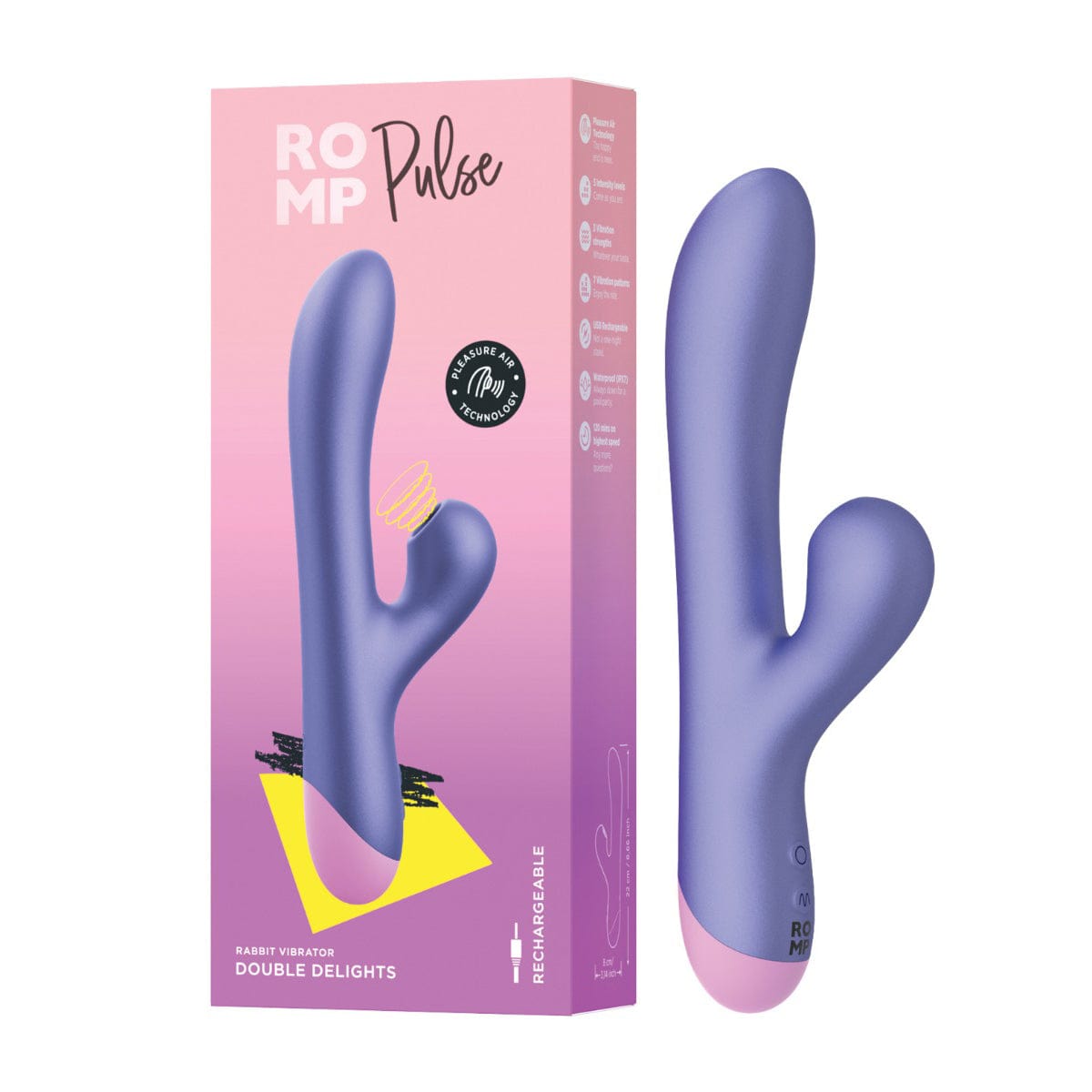Romp - Pulse Suction Clitoral Air Stimulator Rabbit Vibrator (Purple) RM1029 CherryAffairs