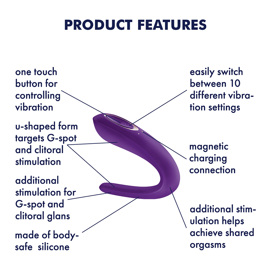 Satisfyer - Double Classic Partner Couple's Vibrator (Purple) - CherryAffairs.sg