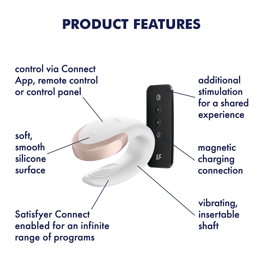 Satisfyer - Double Love App-Controlled Couple's Vibrator with Remote Control (Black) CherryAffairs